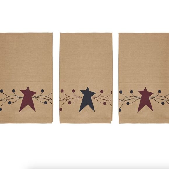 Farmhouse Pip Vinestar Cotton Tea Towel Set Primitive Star Country Cottagecore - Picture 2 of 3